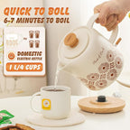 Ceramic Electric Kettle 1 Quarts, Automatic Shut Off, Porcelain Teapot, Hot Water Electric Boiler with LED Light, Boil Dry Protection, Short Spout 1000W Rapid Boiling Water for Tea Coffee