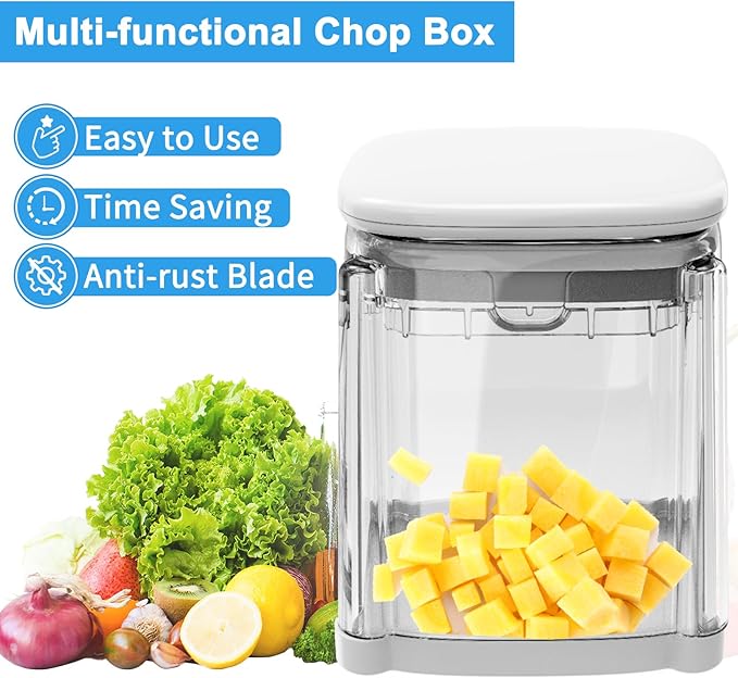 French Fry Cutter 4-in-1 – Potato Cutter for Fries, Onion Dicer, Food Chopper & Apple Slicer – Manual Hand Vegetable Cutter with 4 Blades