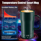 Smart Self Heating Coffee Mug 18 Oz Temperature Control Heated Coffee Mug App Controlled Warmer Mug 5-10 Hour LED Display Keep Coffee Hot All Day Fast Wireless Charger Base Jade Green