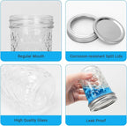 DHSBTLS Glass Regular Mouth Mason Jars, 15 Pack 12 oz Glass Canning Jars with Silver Aluminum Lids and Bands, Airtight Jars for Food Storage, Canning, Overnight Oats, Fermenting, Pickling, Decor