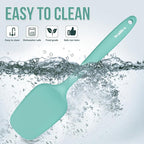 Walfos Silicone Spatula - 600°F High Heat Resistant Kitchen Spoon Spatulas（set of 5), Strong Steel Core and One-Pieces Design, For Cooking Mixing & Baking - BPA Free and Dishwasher Safe (Teal/Aqua)
