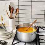Rorence Stainless Steel Sauce pan: Saucepan with Pour Spouts, Capsule Bottom & Tempered Glass Lid - 2.5 Quart