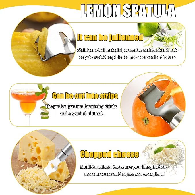 Lemon Squeezer, Effortless Manual Flat Lime Juicer Squeezer, Hand Citrus Press, Stainless Steel Orange Peeler Lemon Zester Grater, Easy to Make Juice From Lemon, Lime, Cirtus, Orange, Fruits（5 Pcs）