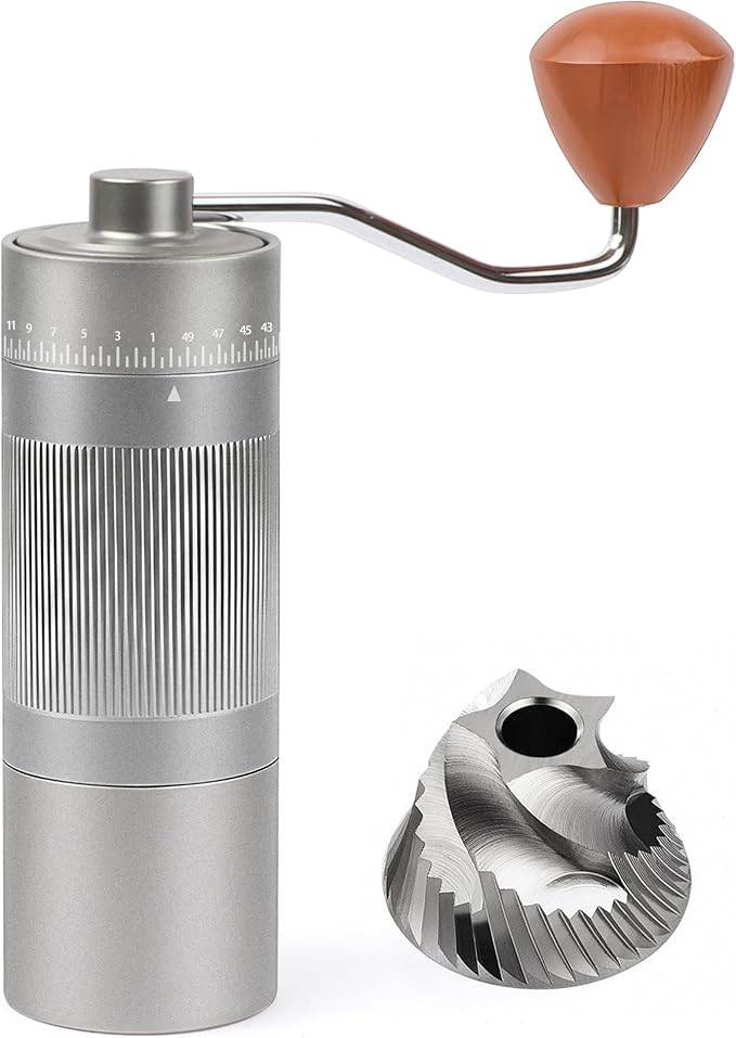 Manual Coffee Grinder with Stainless Steel Burr - 22g Capacity Handheld Mill for Espresso, with 55 Adjustable Settings & Quiet -Extra Fine - Portable Coffee Bean Grinder for Home use
