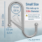 10-Pack Metal S Hooks for Hanging – Heavy-Duty S-Shaped Hooks with Safety Buckle – Fits Bars up to 0.6 In – Anti-Drop Hook for Kitchen, Pot Racks & Towel Bars – Silver (Small)