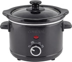 Courant Small Slow Cooker 1.6 QT, 3 Heat Settings, Removable Ceramic Pot" Easy Clean, Dishwasher Safe, Mini Slow Cooker, Black Stainless