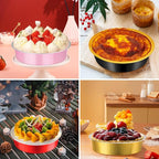 LNYZQUS 8oz Mini Cake Pans 4” Pie Tins with Lids 50 Pack, Disposable Aluminum Foil Baking Pans Dishes,Small Creme Brulee Tart Ramekins Individual Mini Pie Contaniers for Christmas-Red
