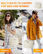 esouler Lunch Box for Women/Men Insulated Lunch Bag Large Capacity Reusable Lunch Tote Leak Proof Lunch Bags for Work Picnic, Beige