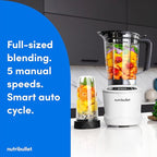 nutribullet® SmartSense Blender Combo, 1400W, 64oz Pitcher, 32oz & 24oz Cups, 5-Speed, Smoothies, Ice and Frozen Fruit, Nut Milk, Soup, Matte White, NBF50700AW