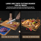 Cutting Boards Large Set of 7, Acacia Wood Charcuterie Chopping Board for Kitchen with Holder Non Slip Feet, Plastic Serving Board Mats, Juice Groove, Reversible Butcher Block for Meat Cheese Bread