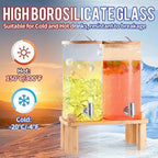 2 PCS Glass Drink Dispenser Set 1.5 Gallon With Stand, Spigot, Large Water Drink Dispensers for Parties for Lemonade, Juice, and Wedding, Bars