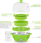 Elite Gourmet Easy Electric 7 Egg Capacity Soft, Medium, Hard-Boiled Cooker Poacher, Scrambled, Omelet Maker with Auto Shut-Off and Buzzer, BPA Free