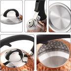 Copper Tea Kettle Stainless Steel Teapot Whistling Kettle Unique Button Control Kettle Outlet Loud Whistle Food Grade Teapot 3.2 Quart / 3 Liter Bronze