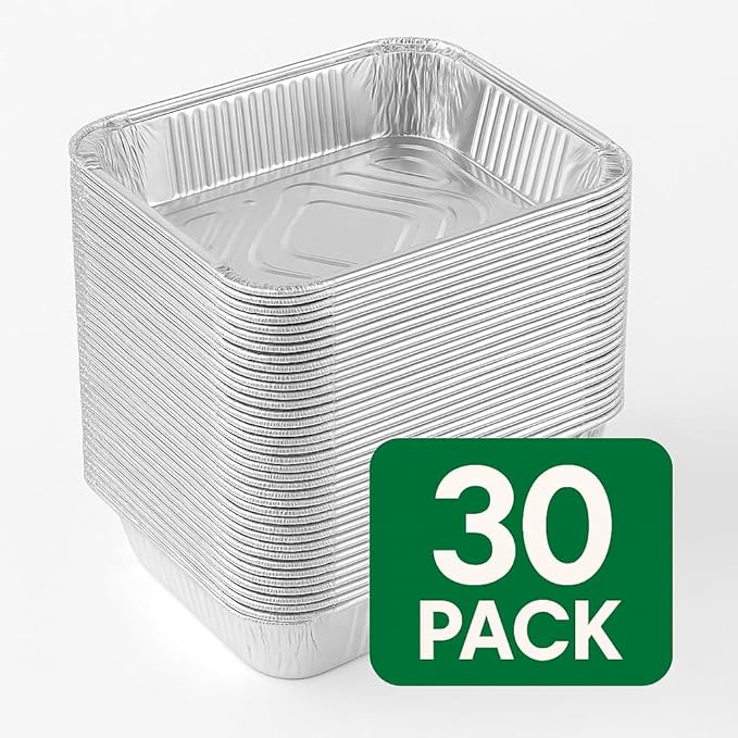 Ruthy's Outlet Disposable Aluminum Foil Pans, Half Size Steam Table Deep, 30 Pack, Silver, 2.5 Inches Deep (30 Pack)