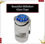 Millefiori Glass Champagne Stopper – With an Airtight Seal Protects Sparkling Wine, Prosecco, and Cava CO2 & Taste – Hanging Box for Champagne Gifts by Evan James Designs, Blue