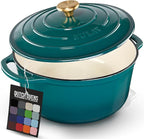 Zulay Kitchen 5 Quart Enameled Cast Iron Dutch Oven Pot with Lid – Premium Durability & Oven Safe up to 500°F – Heavy Duty Cookware Perfect for Bread Baking, Stews, Braising & Roasting – Emerald