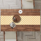 Folkulture Table Runner | Table Runners 72 inches Long | Checkered Table Runner for Farmhouse Decor or Boho Decor | Yellow Table Runners for Dining Room Table Decor | Table Decorations for Party
