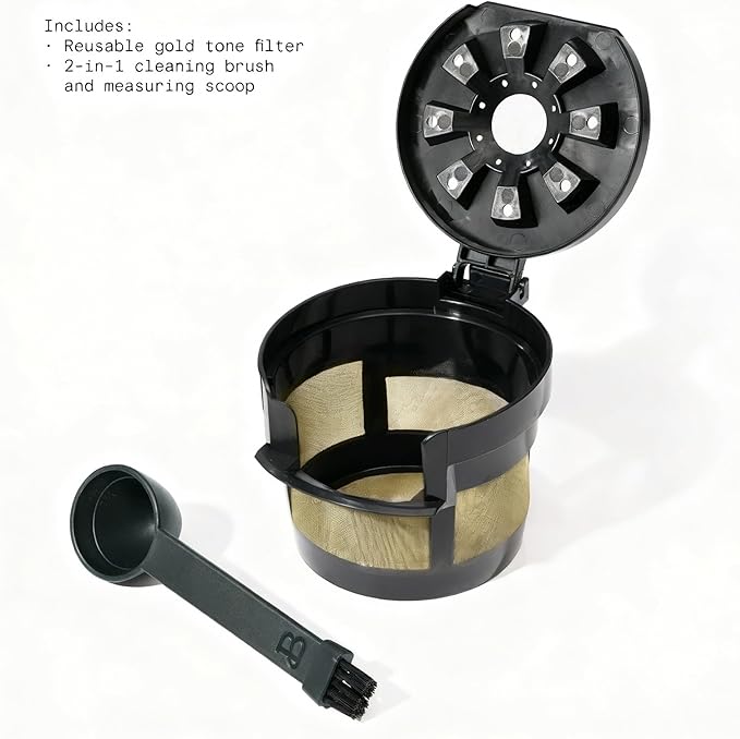 Beautiful Perfect Grind Programmable Single Serve Coffee Maker with Touch Display and Integrated Burr Grinder, Auto Coffee Strength Selection, 64oz Water Reservoir (Cornflower Blue)