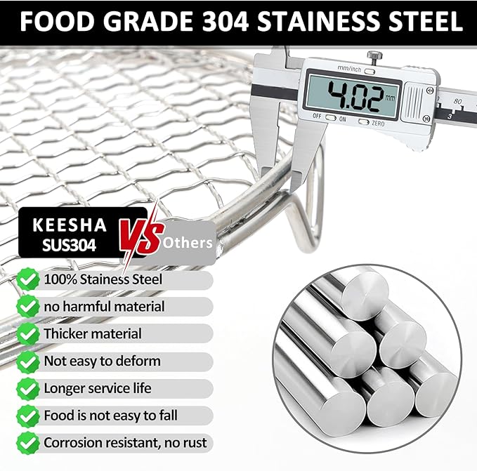 Cooling Racks Set with 2 x Dish Racks, 1 x 12" Basting Cover Dome and 2 x Oil Bottle, Premium 304 Stainless Steel Steamer & Canning Rack for Cooking and Baking