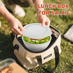 alternative plastic bowl set with lids,unbreakable wheat straw bowls 40oz suitable for indoors and outdoors,overnight foods container with cover. White