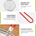Geiserailie 10 Pieces 6 Pieces Hot Pot Kit Strainer Scoops Stainless Steel 2.5 Inch Mini Spider Strainer Skimmer Pasta Mesh Spoon Asian Skimmer Spoon Ladle with Handle for Home (Red)
