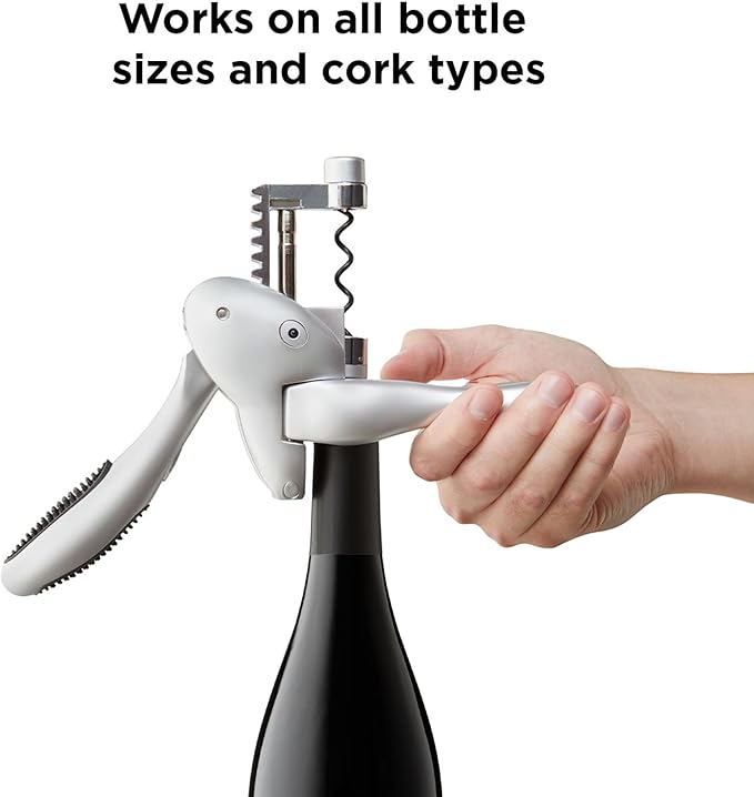 Rabbit Original Lever Corkscrew Wine Opener with Foil Cutter and Extra Spiral (Silver)