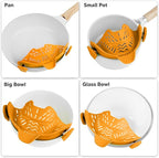 Clip On Strainer, Pot Strainer for Pasta, Vegetables, Fruit and Meat- Kitchen Silicone Strainer Colander for All Pots, Pans and Bowls (Orange)