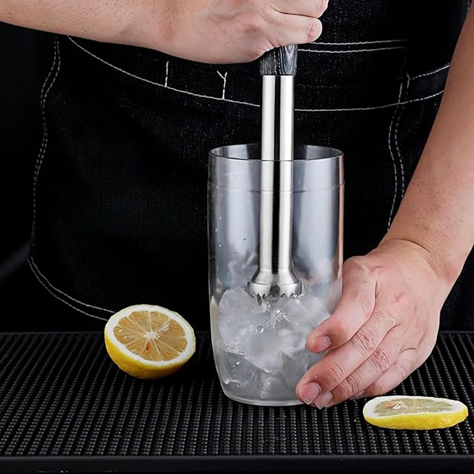 304 Stainless Steel Cocktail Muddler -26cm/10inch Professional Bar Tool with Non-Slip Wooden Grip Product Features