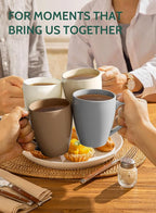 Sweese Porcelain Mugs - 16 Ounce (Top to the Rim) for Coffee, Tea, Cocoa, Set of 4, Neutral Colors