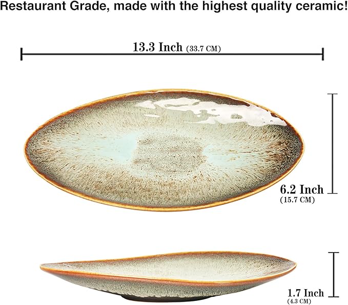 Ceramic Dinner Plates Set of 4, for Bread, Pasta, Salad, sushi - Microwave, Oven and Dishwasher Safe, Scratch Resistant durable Brown Brown reactive glaze