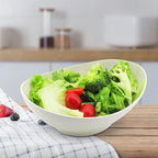 JOYMAY Oval Salad Bowls Set, 34oz Serving Bowls for Kitchen 8.8" Large Bowls for Soup, Oatmeal, Pasta, Snacks, Deep Soup Bowls Set for Salad, Fruit, Vegetable, Ramen, 6PC (White)