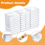 12 Pcs Small White Plastic Appetizer Serving Tray 3 Compartment Serving Dishes Reusable Stackable Sectional Platter Rectangular Divided Split Dish for Restaurant Kitchen Food Candy
