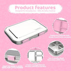 Stainless Steel Lunch Box 1000ml - 3 Compartment Bento Box for Kids & Adults, Leakproof Food Container, BPA-Free Metal Lunch Box with Silicone Seal, Eco-Friendly/Dishwasher Safe (Pink)
