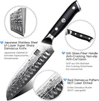 SHAN ZU Chef Knife, Kitchen Knife Santoku Chef's Knife 7 Inch Multifunction Kitchen Knives Damascus Stainless Steel & Ergonomic Fiberglass G10 Handle Best Sharp High-Carbon Knives