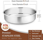 P&P CHEF Cake Pan Set of 4, Stainless Steel Baking Round Cake Pans Tins Bakeware for Birthday Wedding, Leak-proof & Easy Clean, Mirror Finish & Easy Releasing, 6 Inch