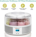 Euro Cuisine Yogurt Maker - YMX650 Automatic Digital Yogurt Maker Machine with Set Temperature - Includes 7-6 oz. Reusable Glass Jars and 7 Rotary Date Setting Lids for Instant Storage