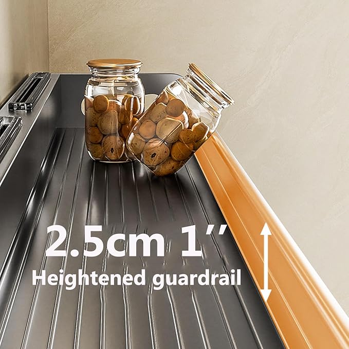 Hanging Wall Mount knife Wall Mount,Condiment Cup, Space-Saving Knife Rack with Hooks, Kitchen Organizer Storage Shelf for Utensils Spatula Spoon, Kitchen Utensil Hanger (Black, 40cm+5Cups+8Hooks)