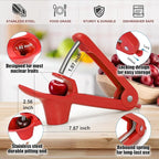 SCHVUBENR Cherry Pitter Tool - Stainless Steel Cherry Corer Pitter with Ergonomic Push Design - Easy to Use for Making Cherry Jam - Pit Cherry with Ease, Saving Time & Space with Lock Design(Red)