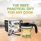 Fat Separator With Bottom Release, 4 Cup Gravy Separator for Cooking with Oil Strainer, Kitchen Gadgets Grease Separator Packaged with a 3-in-1 Multifunctional Peeler (Green)