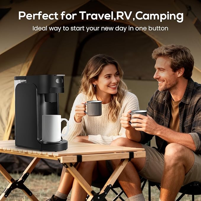 SOPPY Single Serve Coffee Maker for K Capsule, 3 Seconds Instant Hot with Adjustable Temperature Control, Dual Brew Modes, Transparent Water Tank & Removable Stand, Fast Brewing Coffee Machine, Black