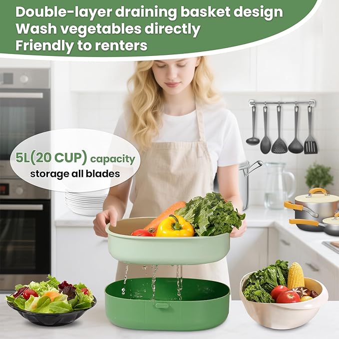 Vegetable Slicer and Chopper with Large Container Multifunction Mandoline Slicer Cutter with 10 Blades Food Chopper for Onion Potato