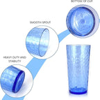 Yalin 24-Ounce Plastic Tumbler Acrylic Drinking Glasses, Reusable Plastic Cups, Stackable, BPA-Free, Shatter Proof, Dishwasher Safe, Set of 8 (Blue)