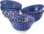 DOWAN 33 OZ Large Bowls Set of 6 - Ceramic Deep Bowl for Ramen, Pasta, Salad - Vintage Blue Porcelain Bowls for Kitchen Decor & Housewarming Gift - Dishwasher & Microwave Safe