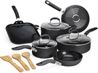 Goodful Ceramic Nonstick Pots and Pans Set, Premium Ceramic Coating Made without PFOA, PTFE or PFAS, Dishwasher Safe, 12-Piece, Charcoal Gray