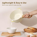 SENSARTE Ceramic Nonstick Sauce Pan with Lid, 3.0 Quart Saucepan with Double Spout, Large Cooking Pot, Non toxic Kitchen Sauce Pot, Non stick Saucier Pan, Induction Cookware, PFOA PTFE PFAS Free