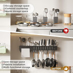 NET MEYA Stainless Steel Pot and Pan Hanger,Wall Mounted Pot Rack Kitchen Hanging Rail With S Hooks,Detachable Pans Hanging Rail Kitchen Lids Utensils Hanger,23.7 Inch Wall Mounted Hanging Pot Rack