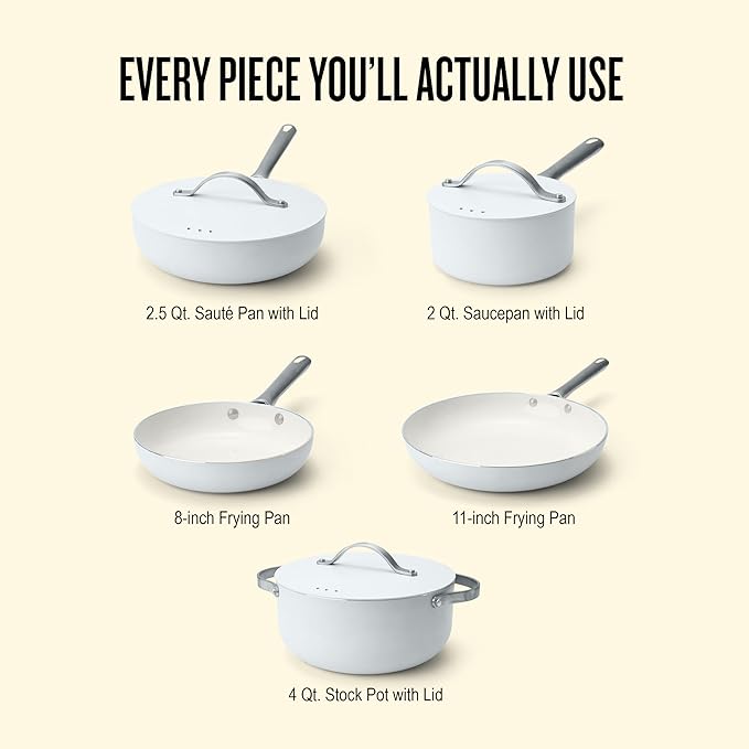 Alva Mobi 8‑Piece Ceramic Nonstick Cookware Set – Made without PFAS/PFOA/PTFE, Induction & Oven Safe, Easy‑Clean Pots & Pans with Lids, Recycled Aluminum + Stainless Handles