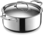HexClad Hybrid Nonstick 5-Quart Dutch Oven with Stainless Steel Lid, Stay-Cool Handles, Dishwasher-Friendly, Oven-Safe Up to 900°F, Induction Ready, Compatible with All Cooktops