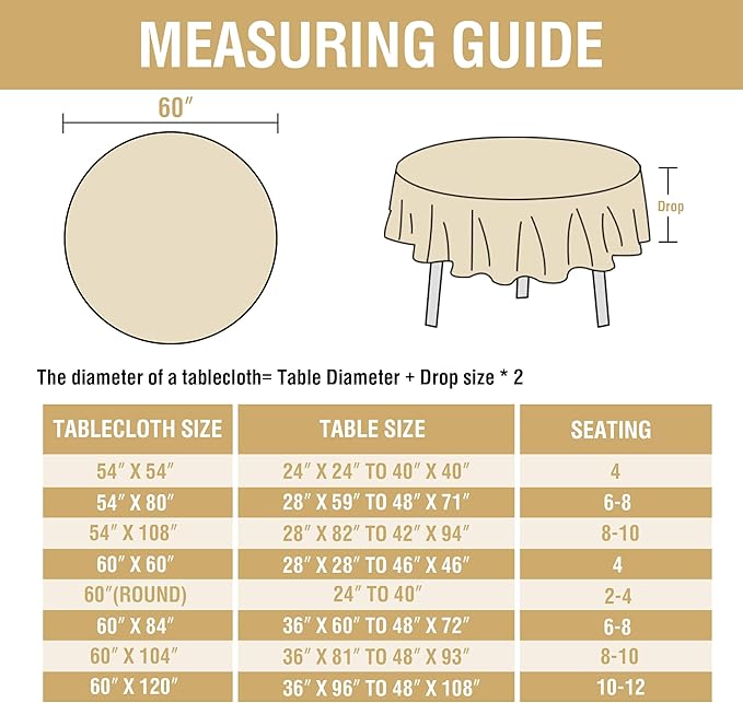 H.VERSAILTEX Linen Table Cloths Round 60 Inch Premium Tablecloth Spill-Proof Waterproof Table Cover for Dining Buffet Feature Extra Soft and Thick Fabric Wrinkle Free, Sage