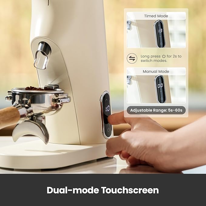 Electric Conical Burr Coffee Grinder, Coffee Bean Grinder with Smart 60S Timer, 60 Precise Adjustable Grind Settings for Espresso, 2-12 Cup, Easy to Clean, Durable & Quiet, G9010B White